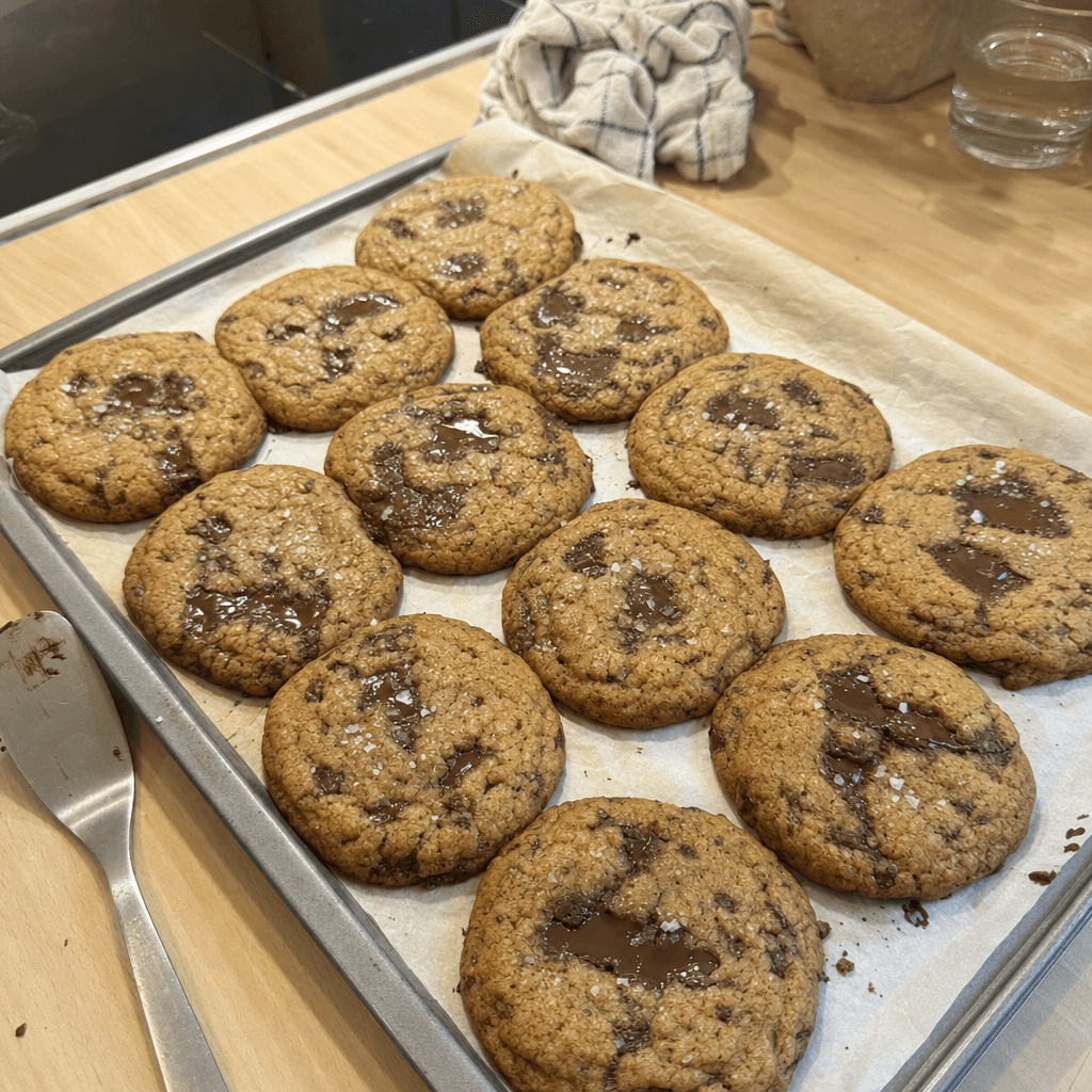 Cookies chocolat noir, beurre noisette & fleur de sel