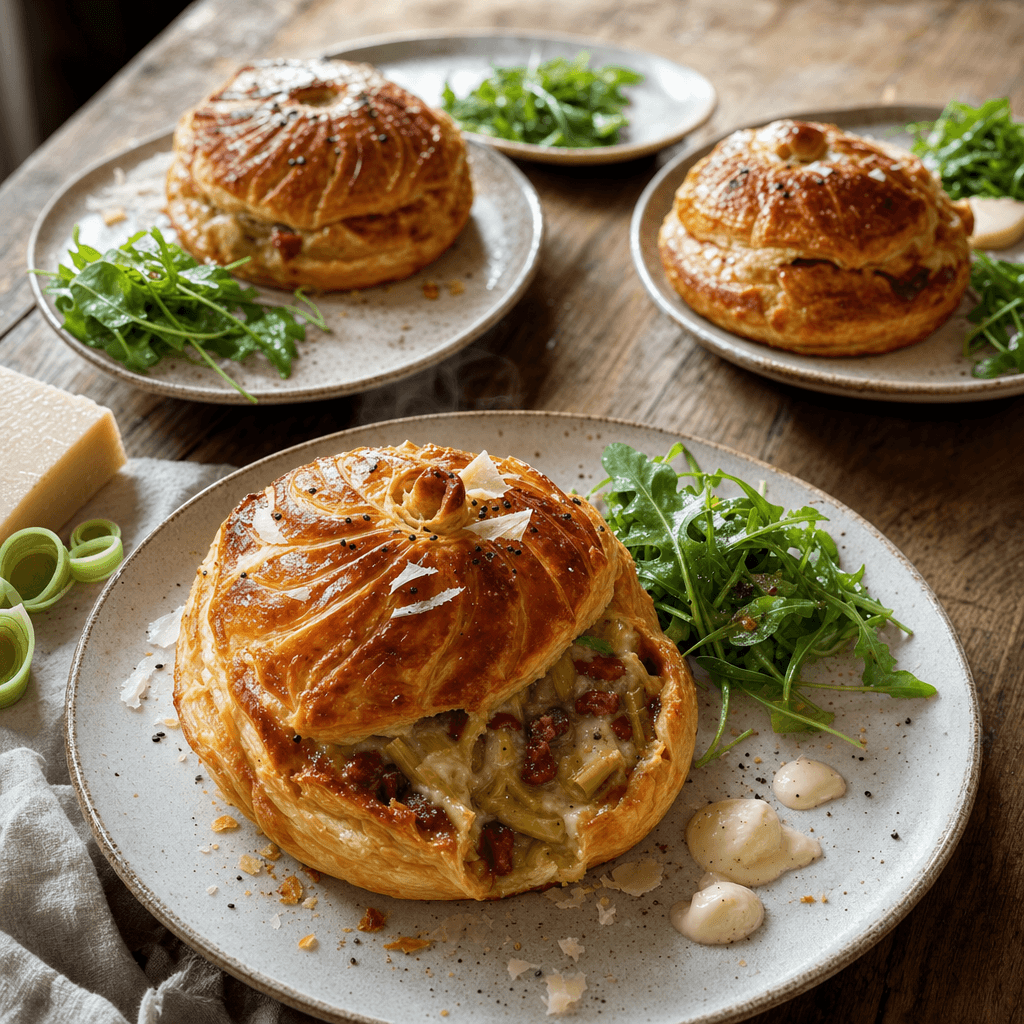 Feuilletés de poireaux confits au chorizo ibérique et Manchego affiné