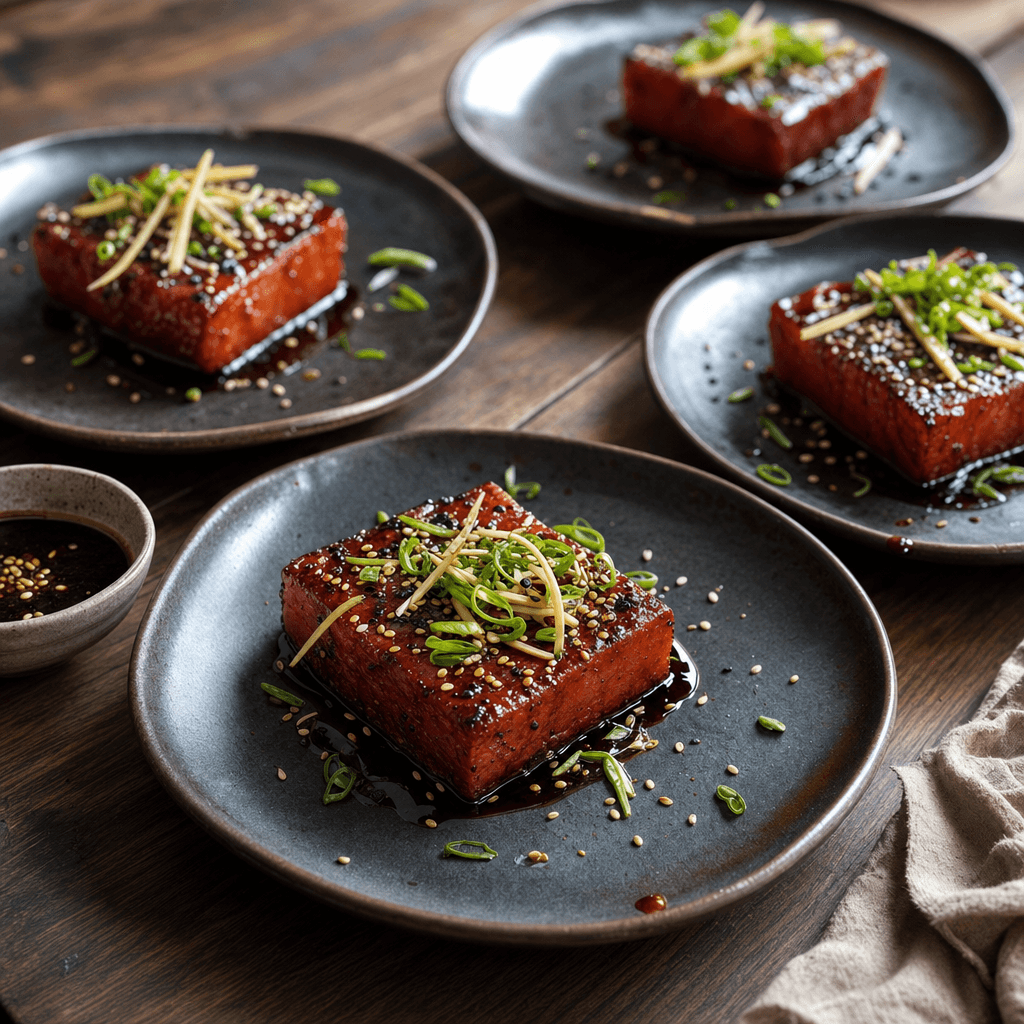 Pas-steak de thon à la pastèque, nori et sésame