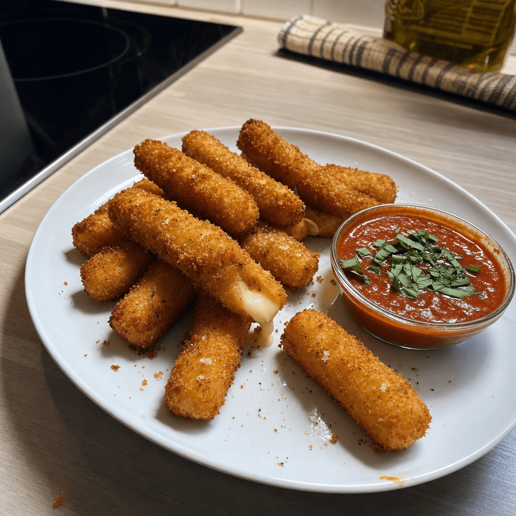 Sticks mozzarella & comté, sauce tomate confite au basilic