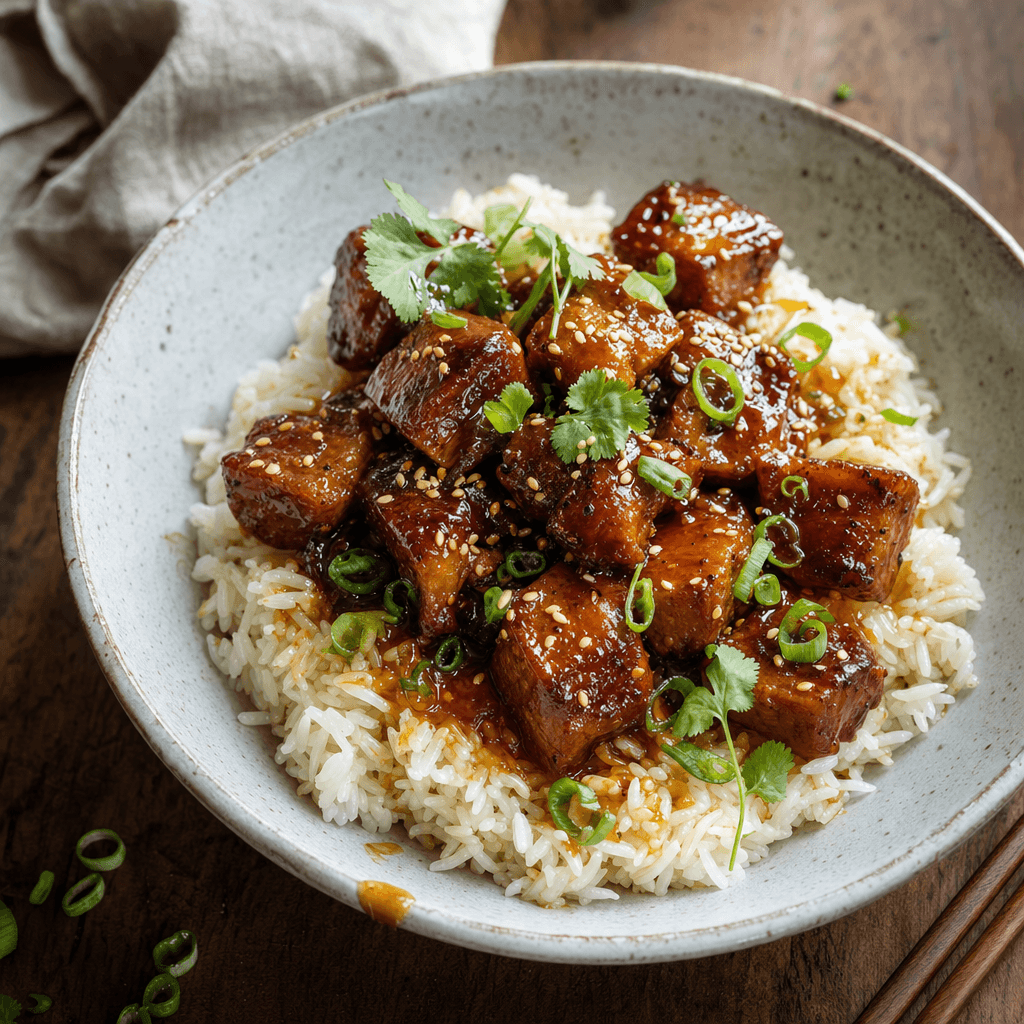 Porc au caramel beurre salé et riz jasmin
