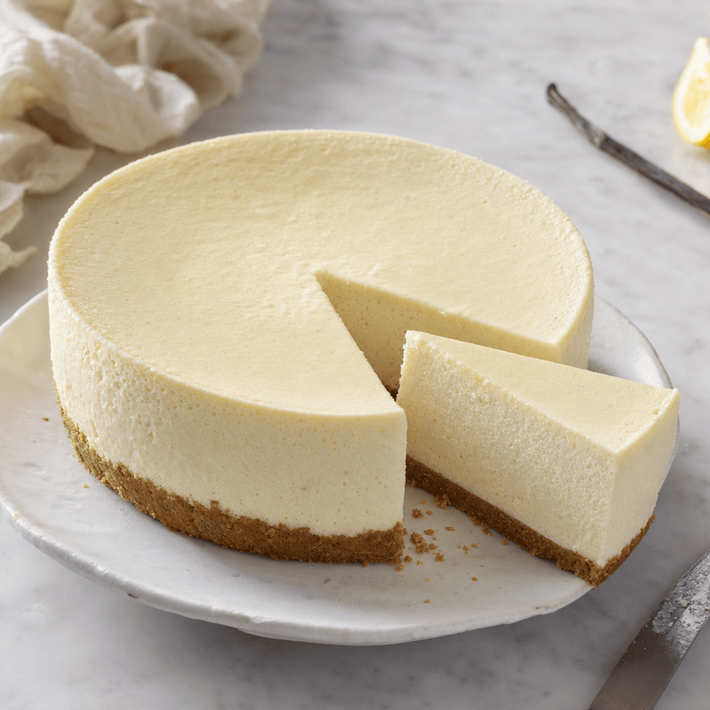 Cheesecake mousseux au lait concentré, vanille et citron