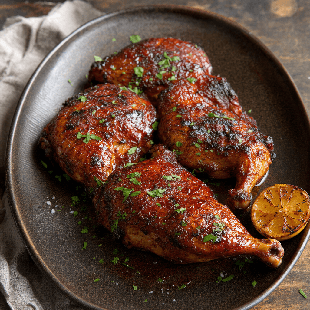 Poulet BBQ fumé-épicé en dry brine et marinade-pâte