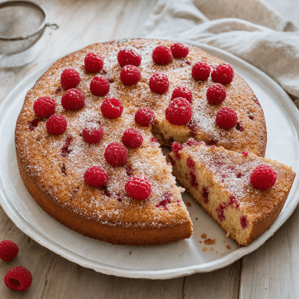 Gâteau moelleux à la bière et aux framboises
