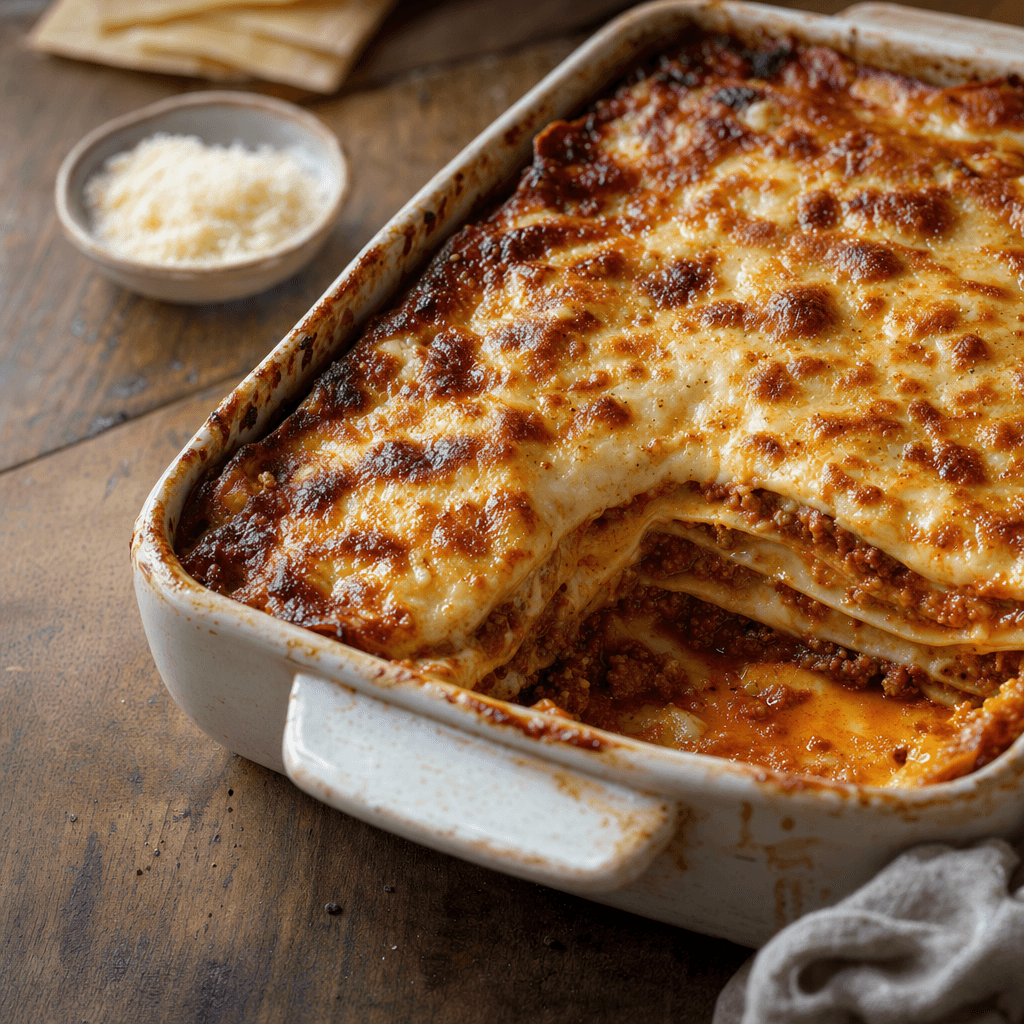 Lasagnes classiques maison à la bolognaise et béchamel