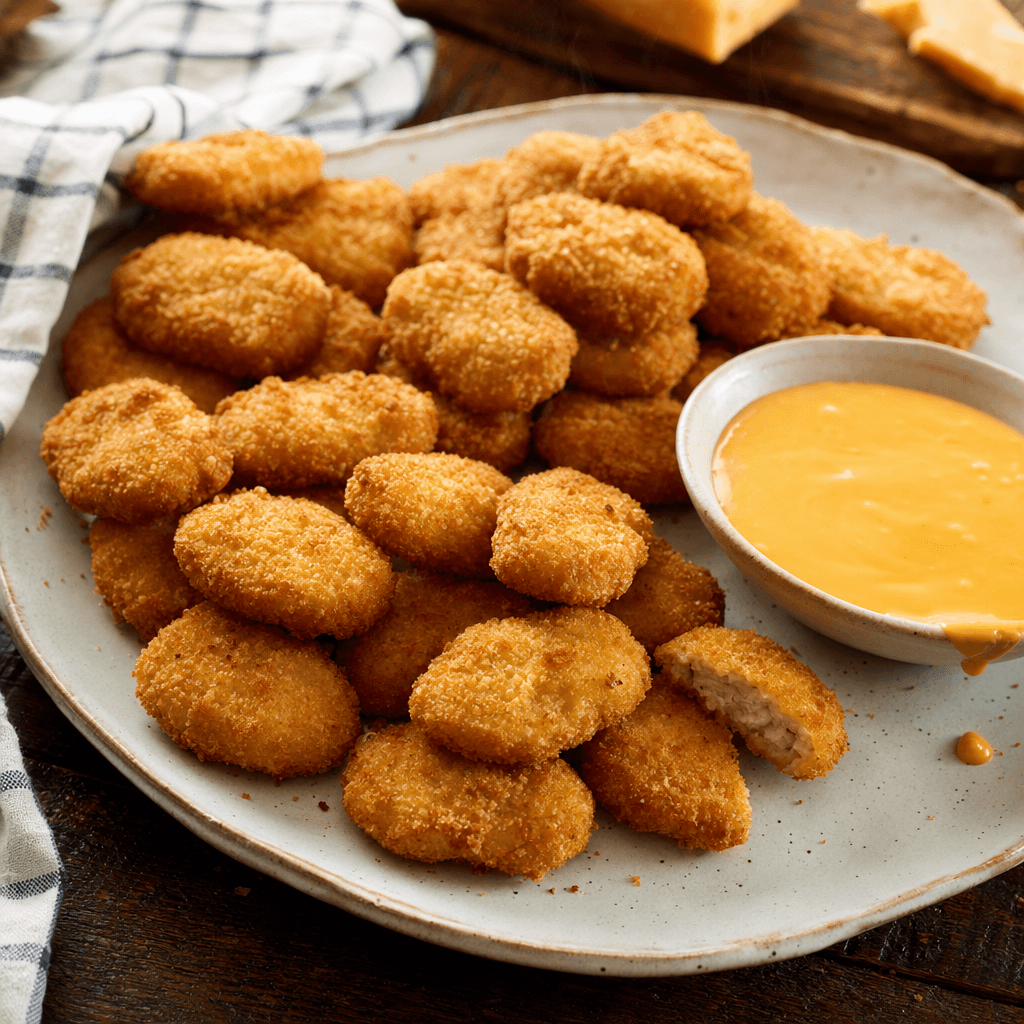 Nuggets de dinde croustillants, sauce cheddar légèrement fumée